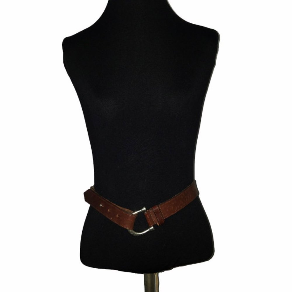 NWOT Brown Leather Horse Bit Buckle Belt 25